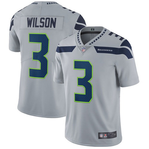 Seattle Seahawks Limited Grey Men Russell Wilson Alternate Jersey NFL Football 3 Vapor Untouchable
